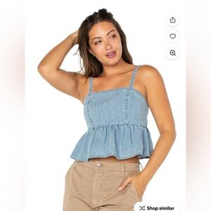 Women peplum top size XL Light Wash Denim Top